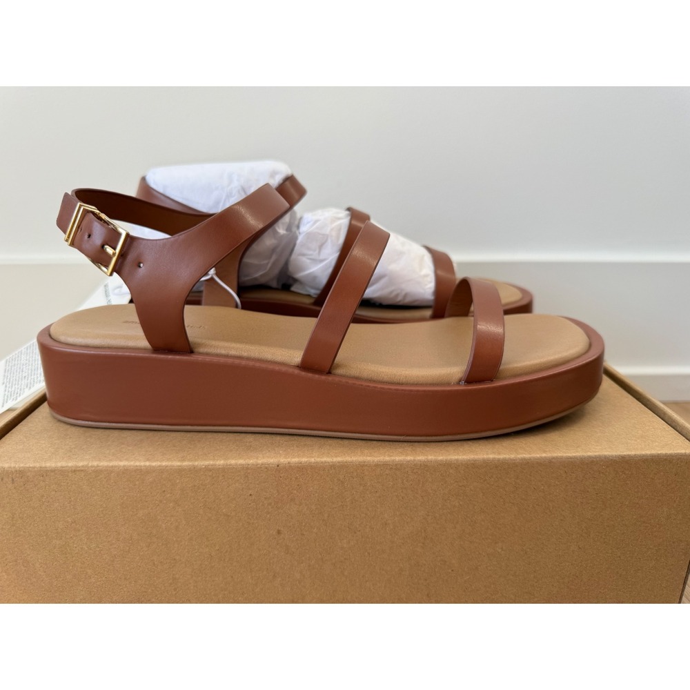 Amazon Essentials Womens Strappy Platform Sandal Cognac Brown Size 8 NEW